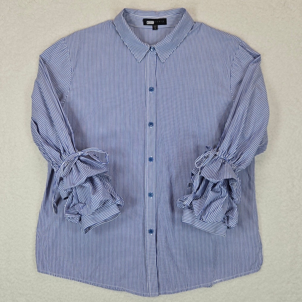 Sanctuary Women's Striped Button Up Shirtโ Statement Fluted Tie Cuffs S